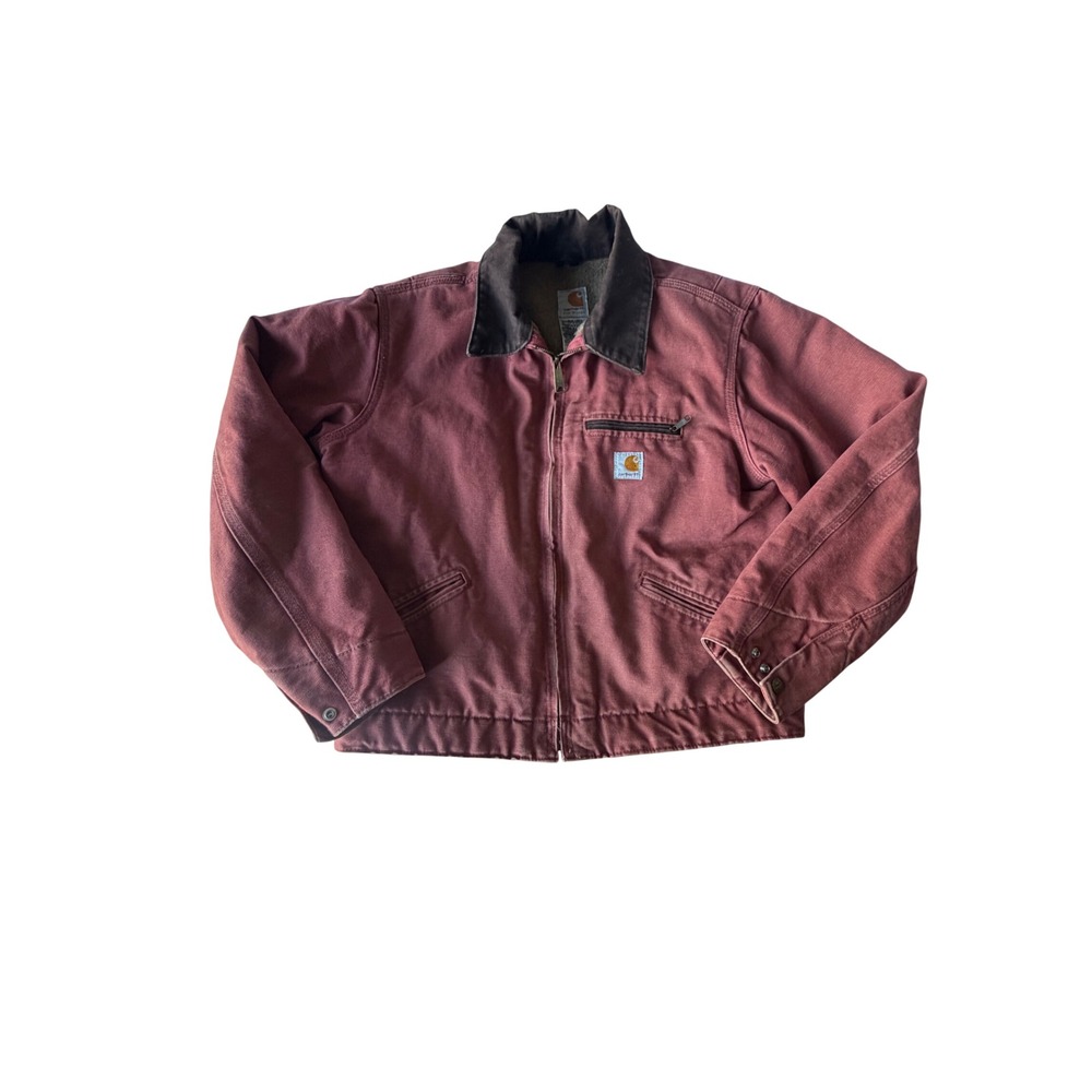 Carhartt WJ097 VRS Womens Detroit Jacket Redwood Pink Sherpa Lined Canvas Medium